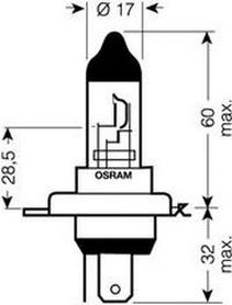 Лампа H4 (60/55W) Osram (ближний и дальний Tiggo/H3/FAW V5 + дальний Amulet) 64193