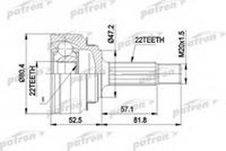 ШРУС наружный Chery Bonus / Very / Corda (AF, 22 шлица) PCV1158